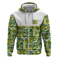 Cook Islands Island Floral Hoodie Green Traditional Kuki's Geometric Pattern LT9 Zip Hoodie Green - Polynesian Pride