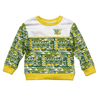 Cook Islands Island Floral Kid Ugly Christmas Sweater Green Traditional Kuki's Geometric Pattern LT9 Kid Green - Polynesian Pride