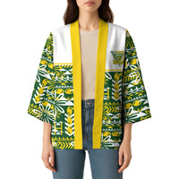 Cook Islands Island Floral Kimono Green Traditional Kuki's Geometric Pattern LT9 - Polynesian Pride