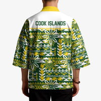 Cook Islands Island Floral Kimono Green Traditional Kuki's Geometric Pattern LT9 - Polynesian Pride