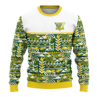 Cook Islands Island Floral Ugly Christmas Sweater Green Traditional Kuki's Geometric Pattern LT9 - Polynesian Pride