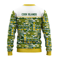 Cook Islands Island Floral Ugly Christmas Sweater Green Traditional Kuki's Geometric Pattern LT9 - Polynesian Pride