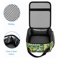 Cook Islands Island Floral Lunch Bag Green Traditional Kuki's Geometric Pattern LT9 - Polynesian Pride