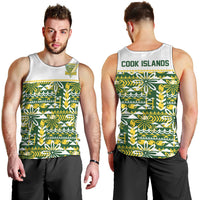 Cook Islands Island Floral Men Tank Top Green Traditional Kuki's Geometric Pattern LT9 - Polynesian Pride