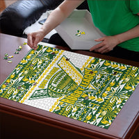 Cook Islands Island Floral Puzzle Green Traditional Kuki's Geometric Pattern LT9 - Polynesian Pride