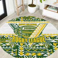 Cook Islands Island Floral Round Carpet Green Traditional Kuki's Geometric Pattern LT9 Green - Polynesian Pride