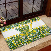 Cook Islands Island Floral Rubber Doormat Green Traditional Kuki's Geometric Pattern LT9 - Polynesian Pride