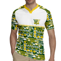 Cook Islands Island Floral Rugby Jersey Green Traditional Kuki's Geometric Pattern LT9 - Polynesian Pride