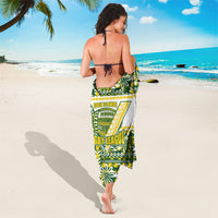 Cook Islands Island Floral Sarong Green Traditional Kuki's Geometric Pattern LT9 - Polynesian Pride