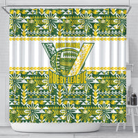 Cook Islands Island Floral Shower Curtain Green Traditional Kuki's Geometric Pattern LT9 - Polynesian Pride