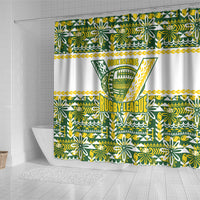 Cook Islands Island Floral Shower Curtain Green Traditional Kuki's Geometric Pattern LT9 - Polynesian Pride