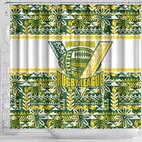 Cook Islands Island Floral Shower Curtain Green Traditional Kuki's Geometric Pattern LT9 - Polynesian Pride