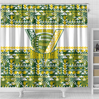 Cook Islands Island Floral Shower Curtain Green Traditional Kuki's Geometric Pattern LT9 - Polynesian Pride