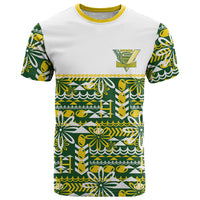 Cook Islands Island Floral T Shirt Green Traditional Kuki's Geometric Pattern LT9 Green - Polynesian Pride