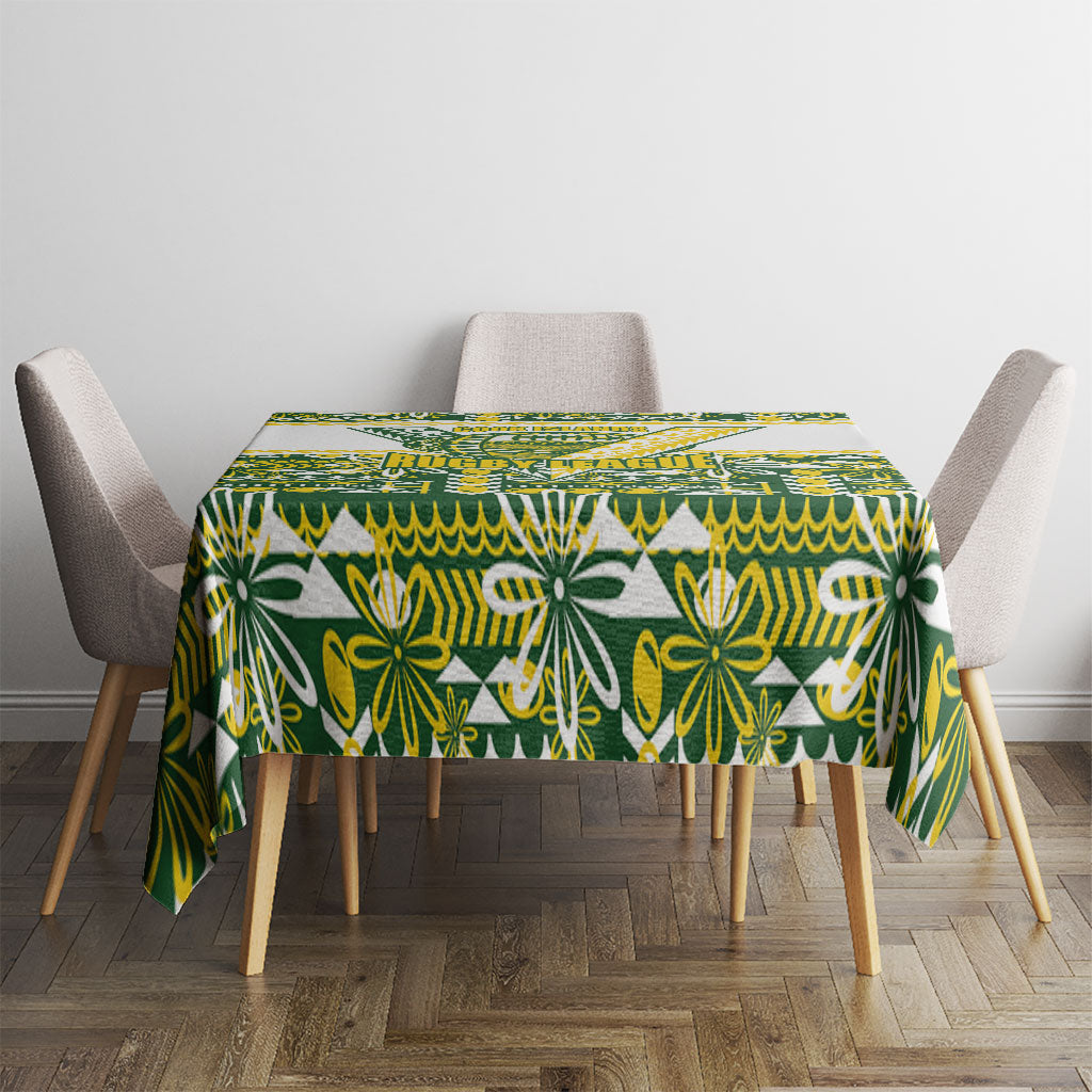 Cook Islands Island Floral Tablecloth Green Traditional Kuki's Geometric Pattern LT9 - Polynesian Pride