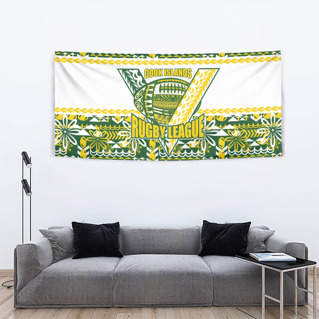 Cook Islands Island Floral Tapestry Green Traditional Kuki's Geometric Pattern LT9 - Polynesian Pride