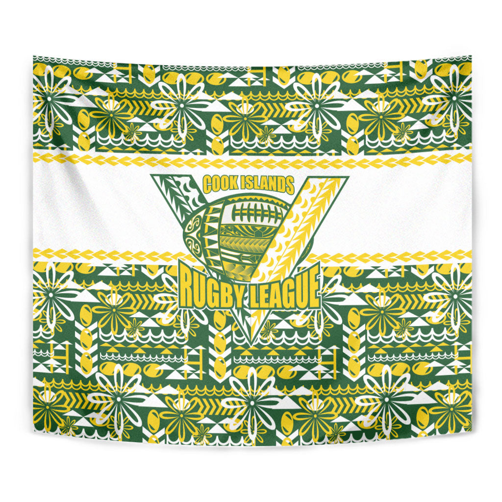 Cook Islands Island Floral Tapestry Green Traditional Kuki's Geometric Pattern LT9 - Polynesian Pride