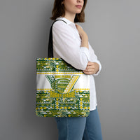 Cook Islands Island Floral Tote Bag Green Traditional Kuki's Geometric Pattern LT9 - Polynesian Pride