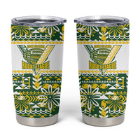 Cook Islands Island Floral Tumbler Cup Green Traditional Kuki's Geometric Pattern LT9 Green - Polynesian Pride