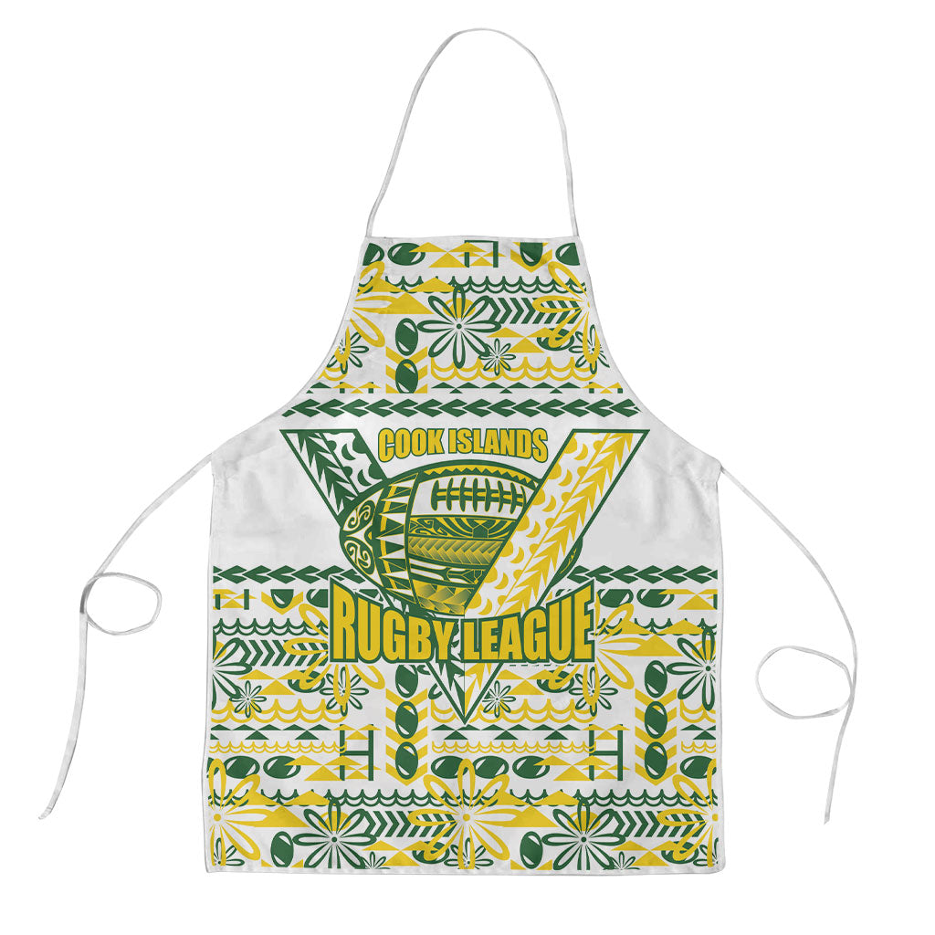 Cook Islands Island Floral Apron White Traditional Kuki's Geometric Pattern LT9 White - Polynesian Pride