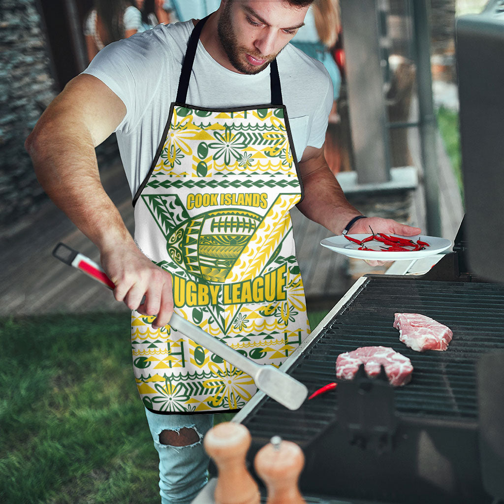 Cook Islands Island Floral Apron White Traditional Kuki's Geometric Pattern LT9 - Polynesian Pride