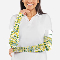 Cook Islands Island Floral Arm Sleeves White Traditional Kuki's Geometric Pattern LT9 - Polynesian Pride