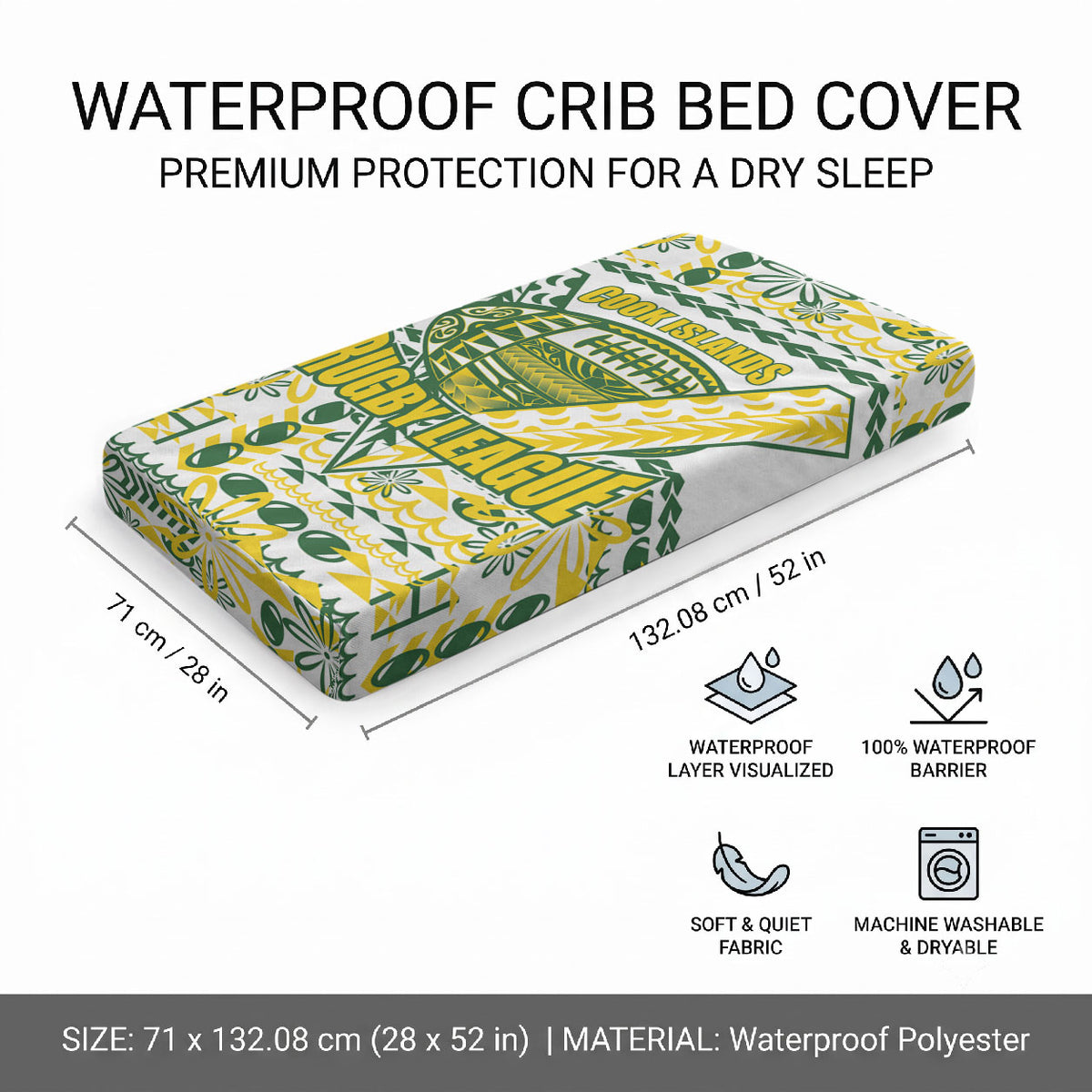 Cook Islands Island Floral Baby Bed Cover White Traditional Kuki's Geometric Pattern LT9 - Polynesian Pride