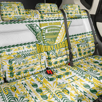 Cook Islands Island Floral Back Car Seat Cover White Traditional Kuki's Geometric Pattern LT9 - Polynesian Pride