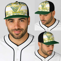 Cook Islands Island Floral Baseball Net Cap White Traditional Kuki's Geometric Pattern
