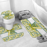 Cook Islands Island Floral Bathroom Set White Traditional Kuki's Geometric Pattern LT9 Mat Set Only (3 pcs) One Size White - Polynesian Pride