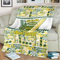 Cook Islands Island Floral Blanket White Traditional Kuki's Geometric Pattern LT9 - Polynesian Pride