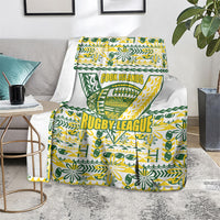 Cook Islands Island Floral Blanket White Traditional Kuki's Geometric Pattern LT9 - Polynesian Pride