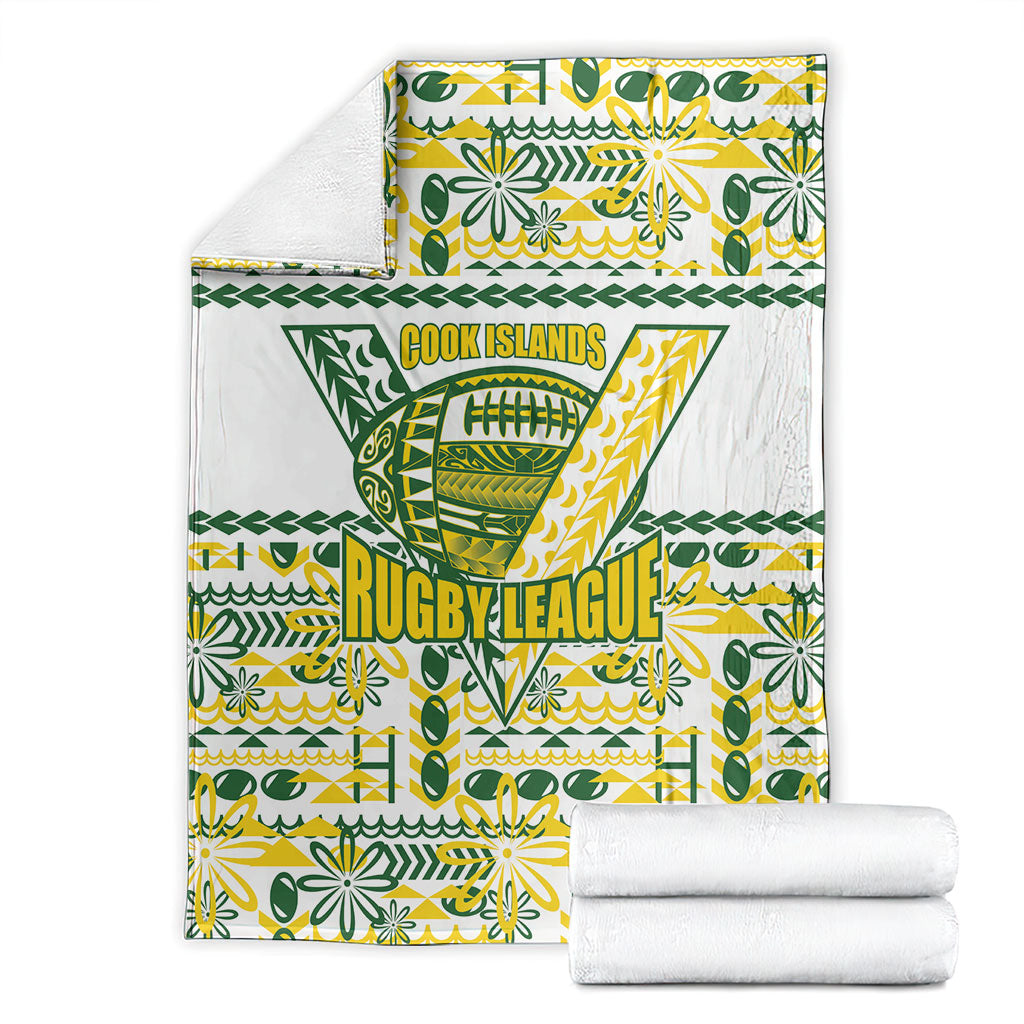 Cook Islands Island Floral Blanket White Traditional Kuki's Geometric Pattern LT9 - Polynesian Pride