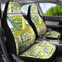 Cook Islands Island Floral Car Seat Cover White Traditional Kuki's Geometric Pattern LT9 - Polynesian Pride