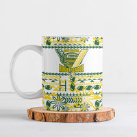 Cook Islands Island Floral Ceramic Mug White Traditional Kuki's Geometric Pattern LT9 White - Polynesian Pride
