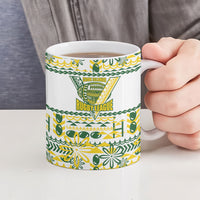 Cook Islands Island Floral Ceramic Mug White Traditional Kuki's Geometric Pattern LT9 - Polynesian Pride