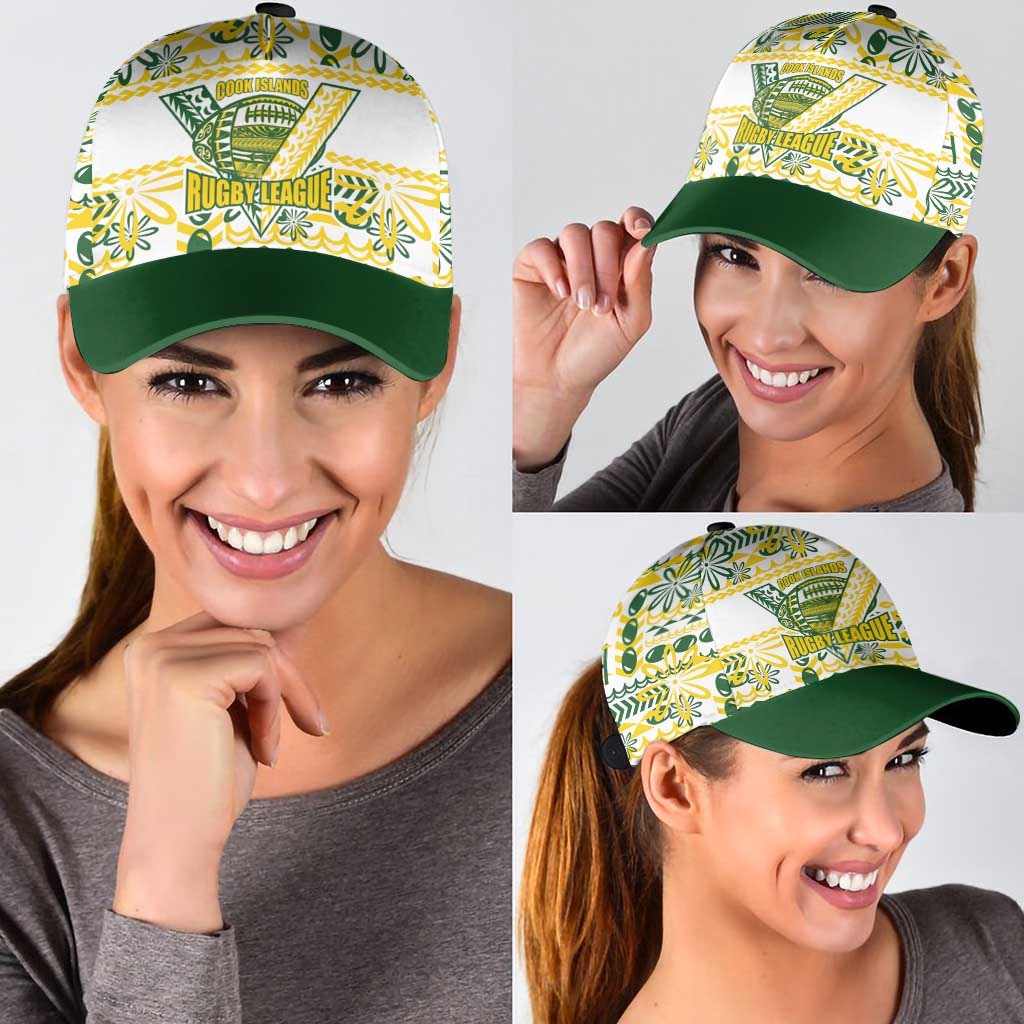 Cook Islands Island Floral Classic Cap White Traditional Kuki's Geometric Pattern LT9 - Polynesian Pride