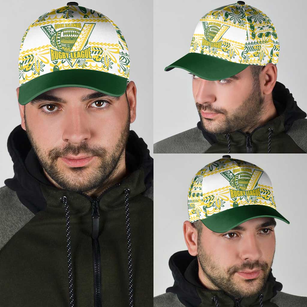 Cook Islands Island Floral Classic Cap White Traditional Kuki's Geometric Pattern LT9 - Polynesian Pride