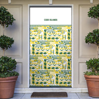 Cook Islands Island Floral Door Cover White Traditional Kuki's Geometric Pattern LT9 White - Polynesian Pride