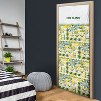 Cook Islands Island Floral Door Cover White Traditional Kuki's Geometric Pattern LT9 - Polynesian Pride