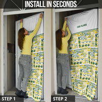 Cook Islands Island Floral Door Cover White Traditional Kuki's Geometric Pattern LT9 - Polynesian Pride