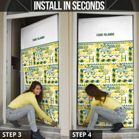 Cook Islands Island Floral Door Cover White Traditional Kuki's Geometric Pattern LT9 - Polynesian Pride