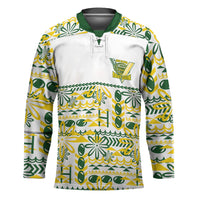 Cook Islands Island Floral Hockey Jersey White Traditional Kuki's Geometric Pattern LT9 Unisex White - Polynesian Pride