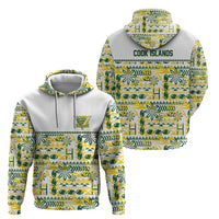 Cook Islands Island Floral Hoodie White Traditional Kuki's Geometric Pattern LT9 - Polynesian Pride