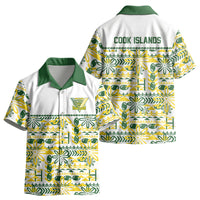Cook Islands Island Floral Kid Hawaiian Shirt White Traditional Kuki's Geometric Pattern LT9 - Polynesian Pride