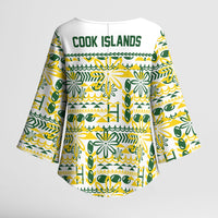 Cook Islands Island Floral Kimono Sleeve Blouse White Traditional Kuki's Geometric Pattern LT9 - Polynesian Pride