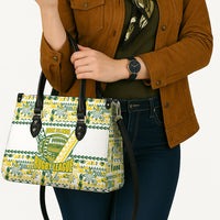 Cook Islands Island Floral Leather Bag White Traditional Kuki's Geometric Pattern LT9 - Polynesian Pride