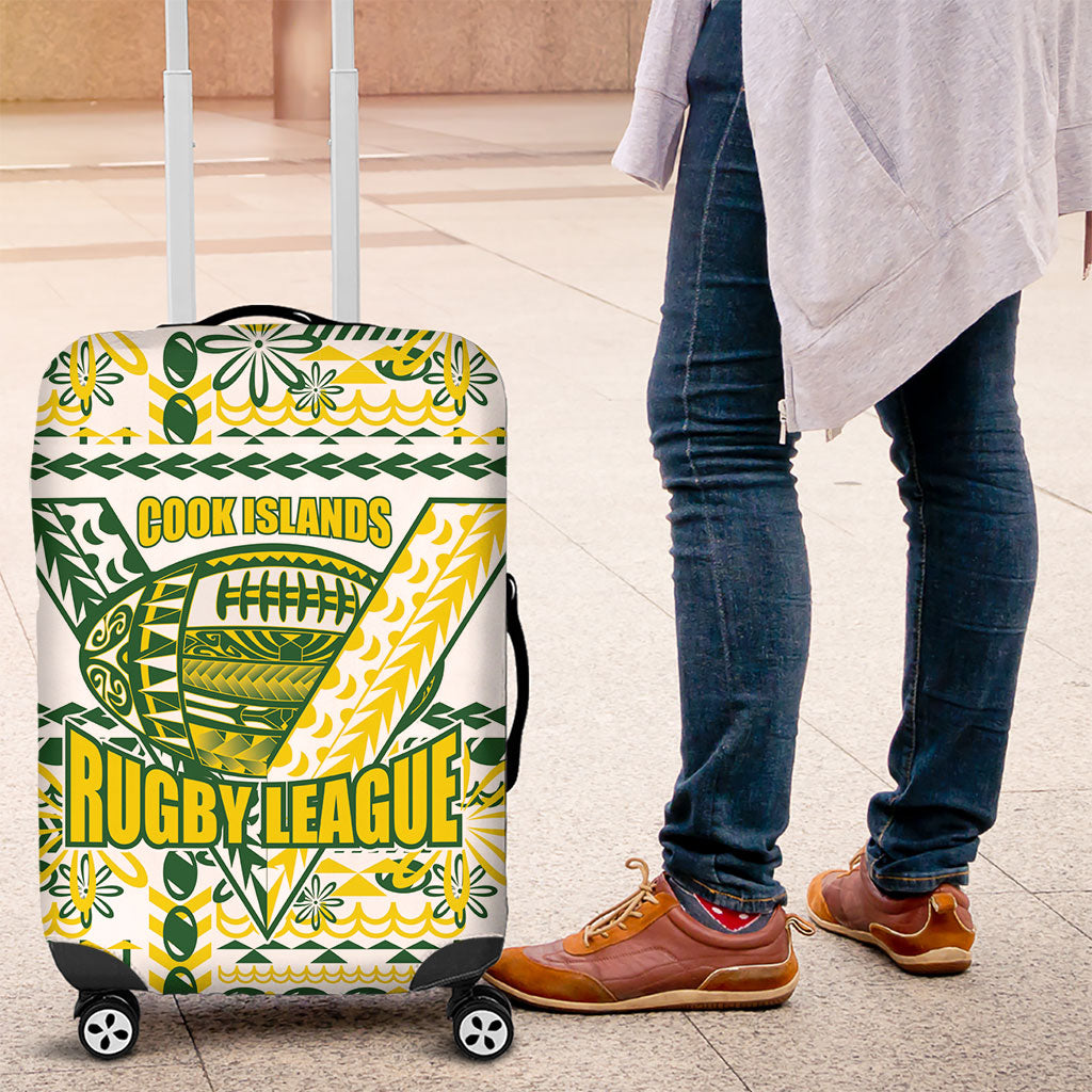 Cook Islands Island Floral Luggage Cover White Traditional Kuki's Geometric Pattern LT9 White - Polynesian Pride