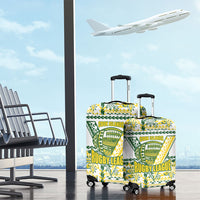 Cook Islands Island Floral Luggage Cover White Traditional Kuki's Geometric Pattern LT9 - Polynesian Pride