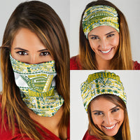 Cook Islands Island Floral Neck Gaiter White Traditional Kuki's Geometric Pattern LT9 - Polynesian Pride
